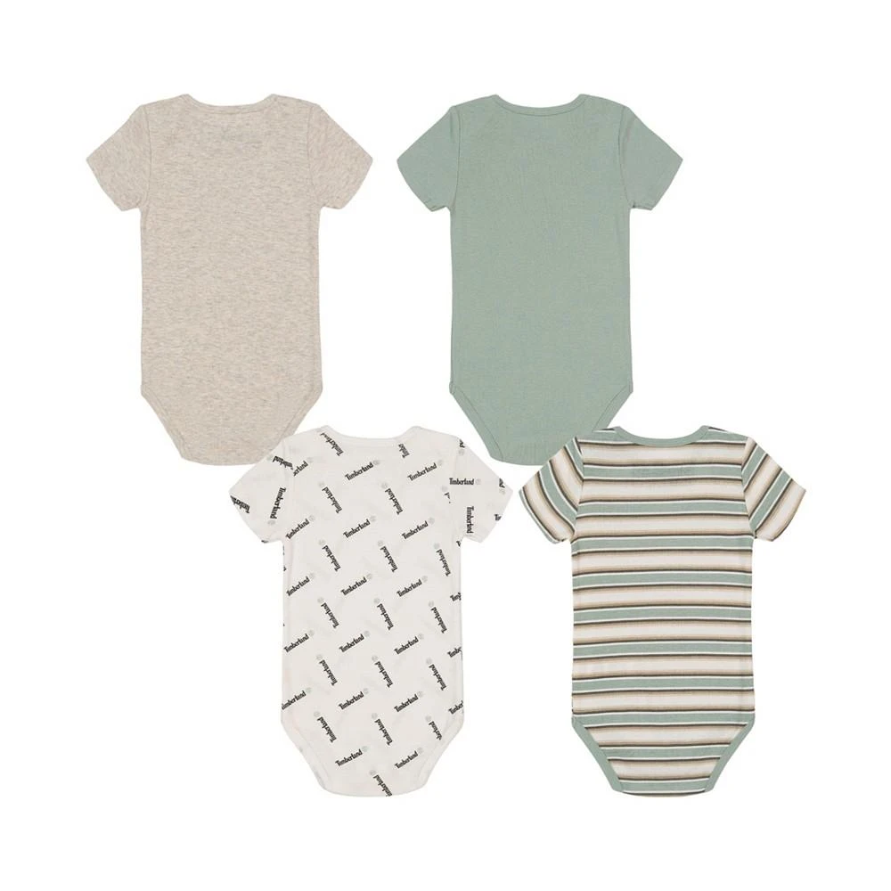 商品Timberland|Baby Boys Assorted Logo Short Sleeve Bodysuits, Pack of 4,价格¥101,第2张图片详细描述