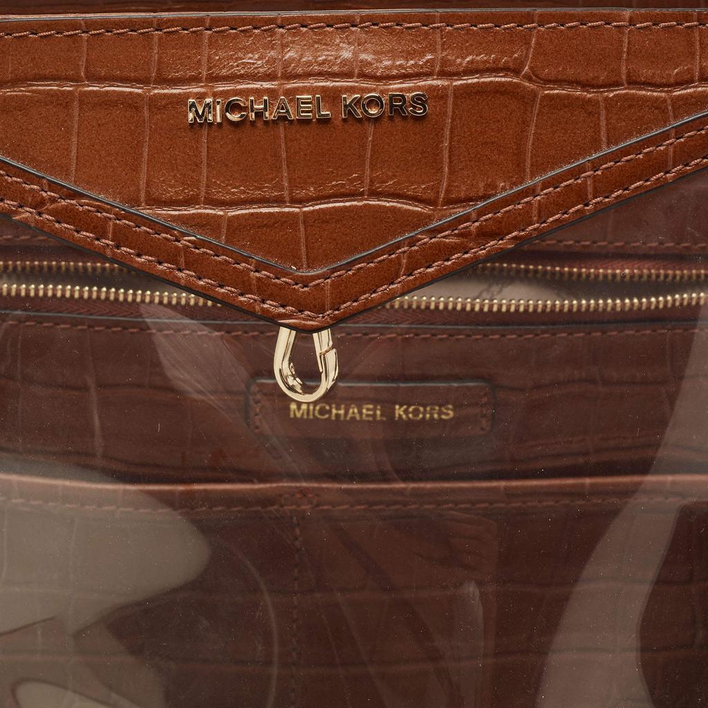 商品[二手商品] Michael Kors|Michael Kors Brown/Clear PVC and Croc Embossed Leather Large Whitney Tote,价格¥1412,第7张图片详细描述