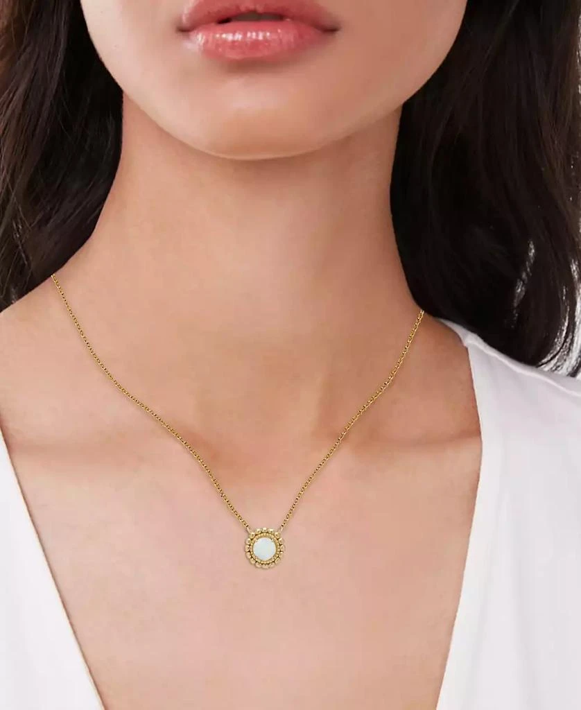 商品Macy's|Lab Grown Opal Solitaire Bead Frame 18" Pendant Necklace (5/8 ct. t.w.) in 14k Gold-Plated Sterling Silver,价格¥270,第2张图片详细描述