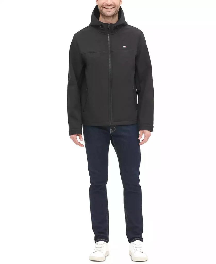 商品Tommy Hilfiger|男式logo图案连帽软壳夹克 防水面料,价格¥520,第3张图片详细描述