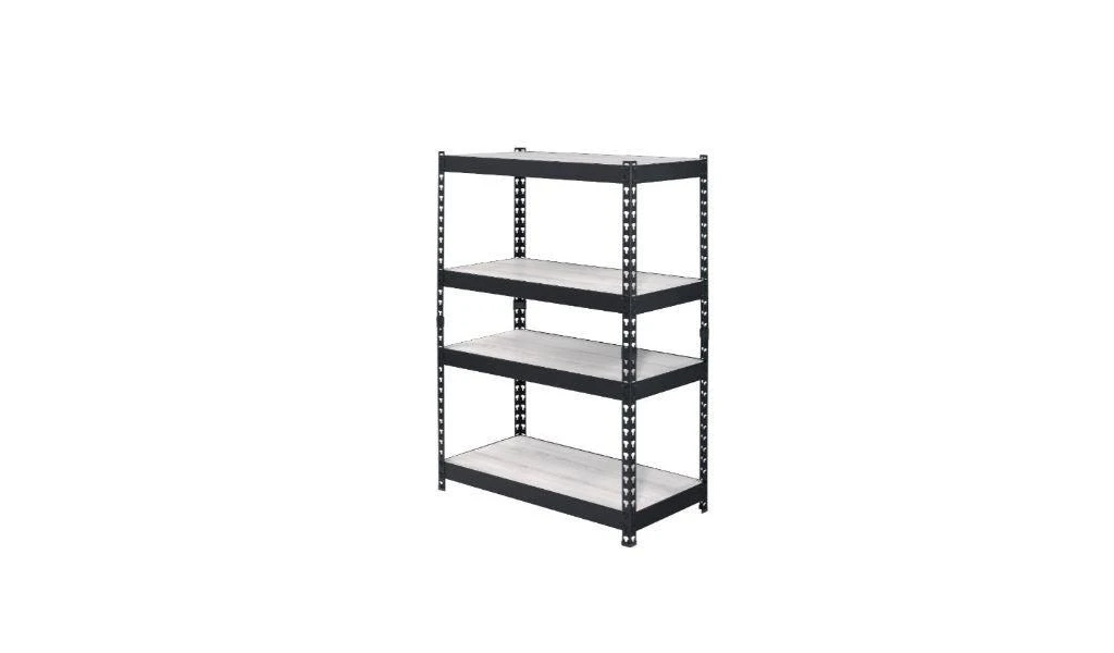 商品Homezia|48" Brown and Black Metal Adjustable Four Tier Bookcase,价格¥1810,第3张图片详细描述