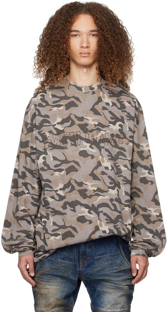 商品We11done|Gray Camo Long Sleeve T-Shirt,价格¥1267,第1张图片