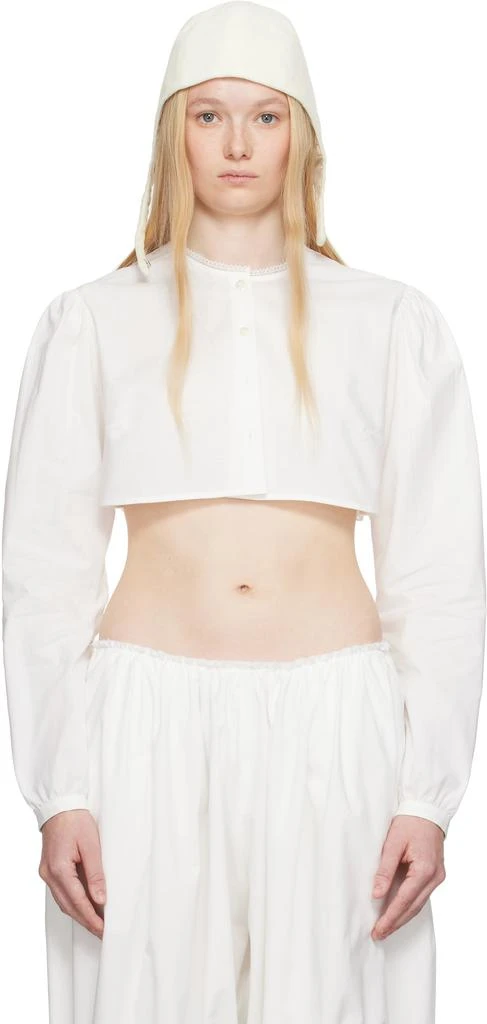 商品COLLEEN ALLEN|White Cotton Crop Blouse,价格¥5358,第1张图片