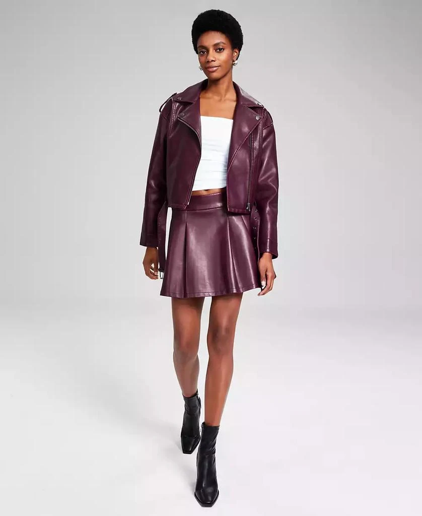 商品And Now This|Women's Faux Leather Long Sleeve Moto Jacket, Created for Macy's,价格¥691,第1张图片