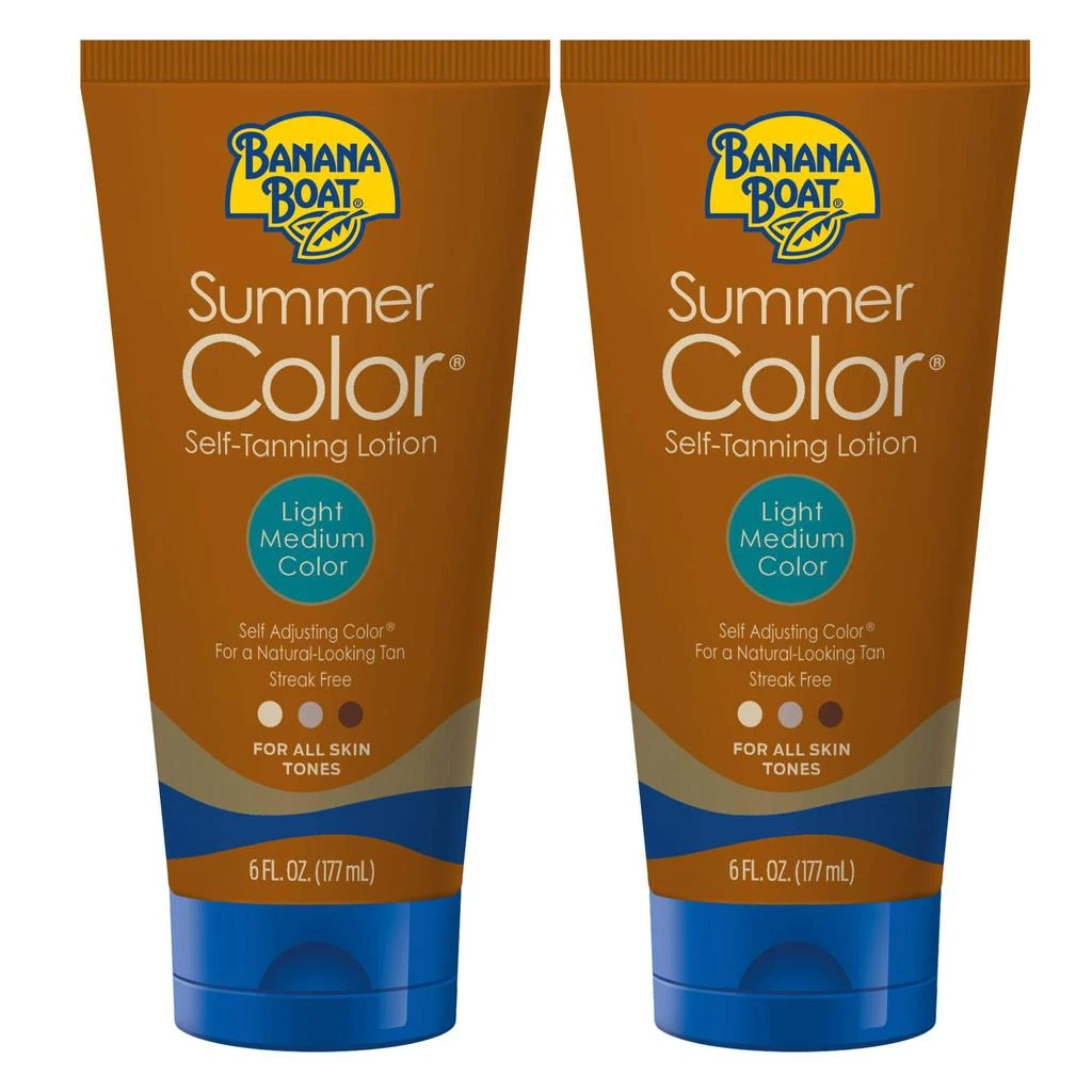 商品Banana Boat|Banana Boat Summer Color Self Tanning Lotion | Light Medium Color for All Skin Tones, Self Tanner Lotion, Sunless Tanning Lotion, Banana Boat Self Tanner, 6oz each Twin Pack,价格¥317,第1张图片