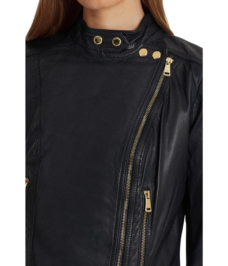 商品Ralph Lauren|Tumbled Leather Moto Jacket,价格¥3708,第3张图片详细描述