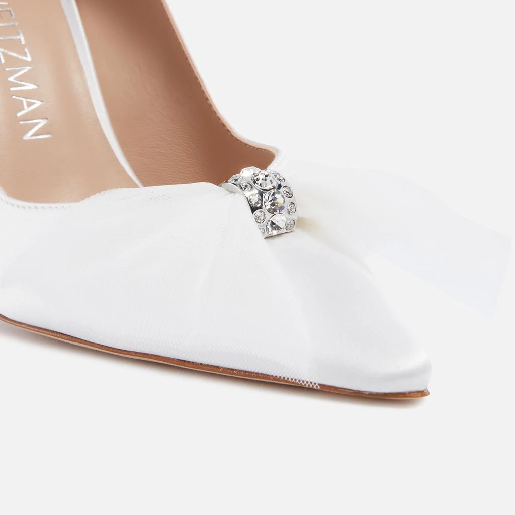 商品Stuart Weitzman|Stuart Weitzman Delia Bow and Crystal-Embellished Satin Heeled Pumps,价格¥999,第4张图片详细描述