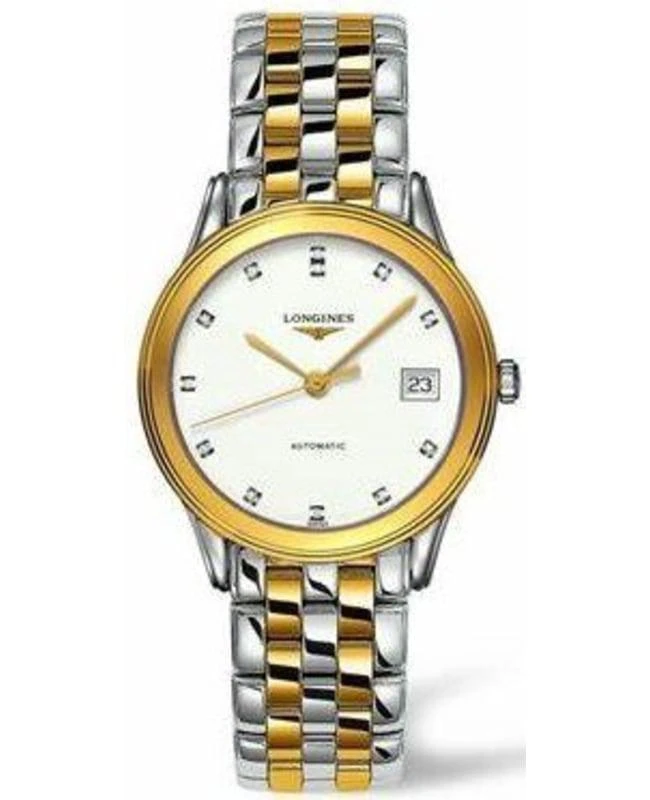 商品Longines|Longines Flagship Automatic White Dial Diamond Stainless Steel and Yellow Gold Women's Watch L4.374.3.27.7,价格¥11732,第1张图片