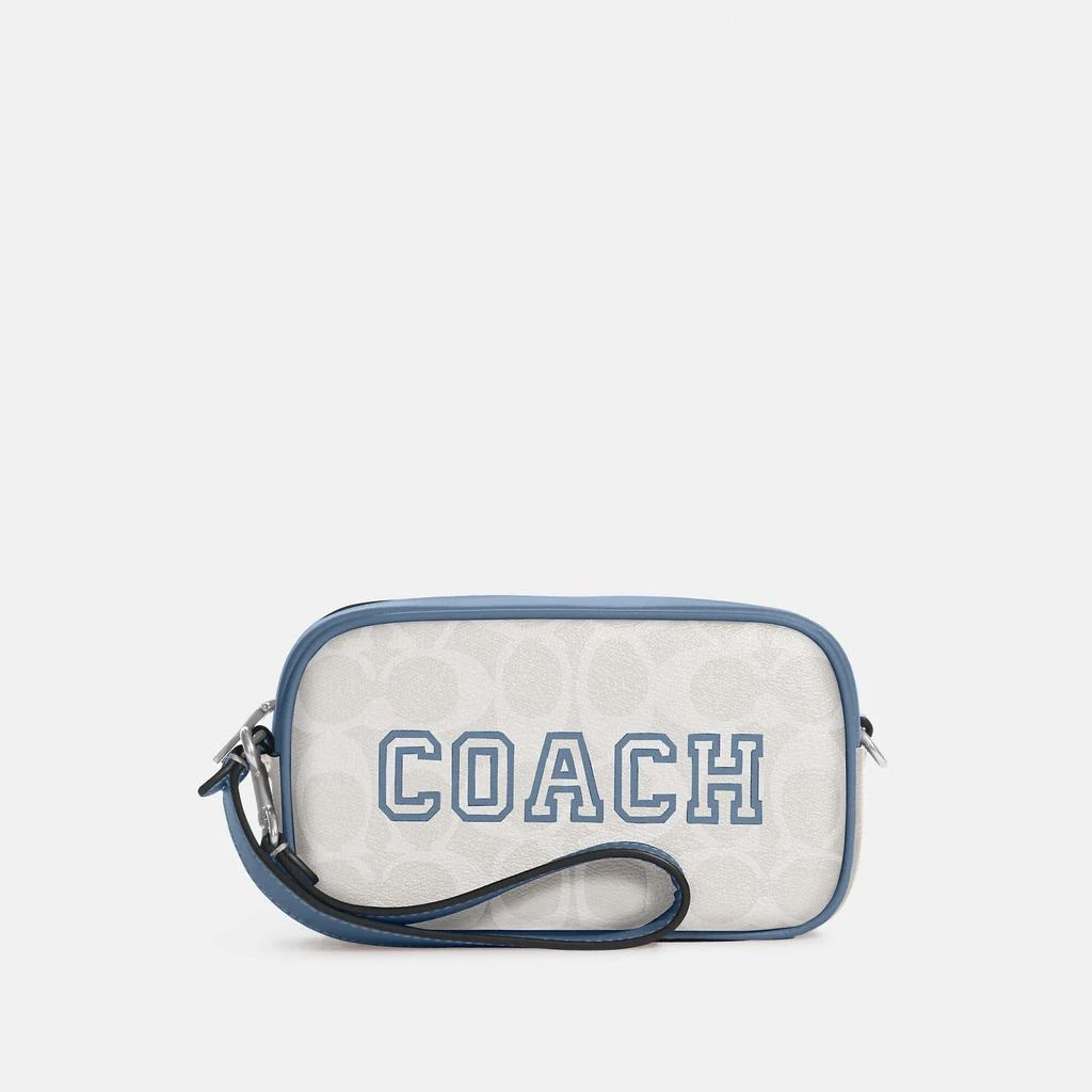 商品Coach|Coach Outlet Jamie Wristlet In Signature Canvas With Varsity Motif,价格¥465,第4张图片详细描述