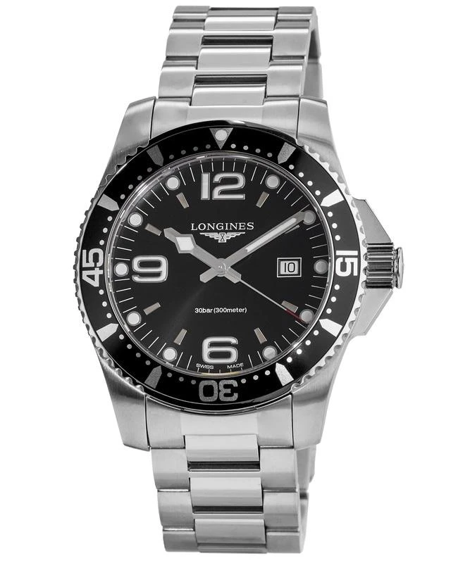 商品Longines|Longines HydroConquest Quartz 44mm Black Dial Men's Watch L3.840.4.56.6,价格¥6401,第1张图片