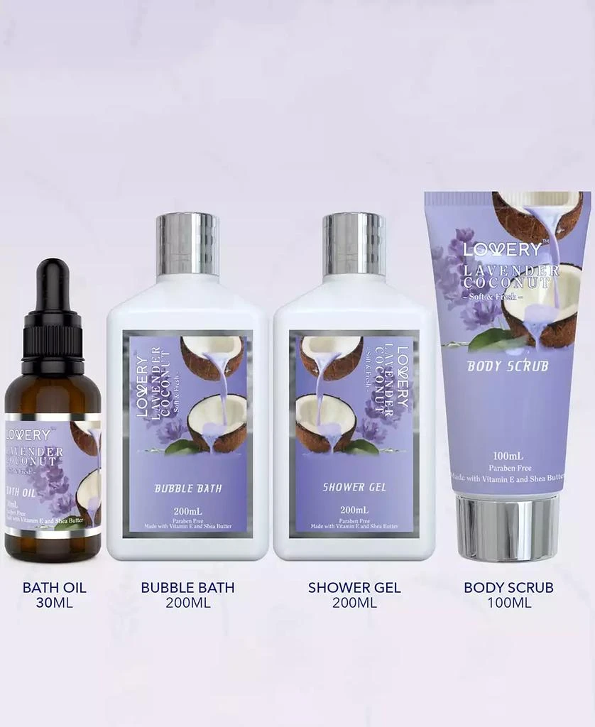 商品Lovery|9 Piece Home Spa Lavender Coconut Body Care Gift Set,价格¥281,第4张图片详细描述