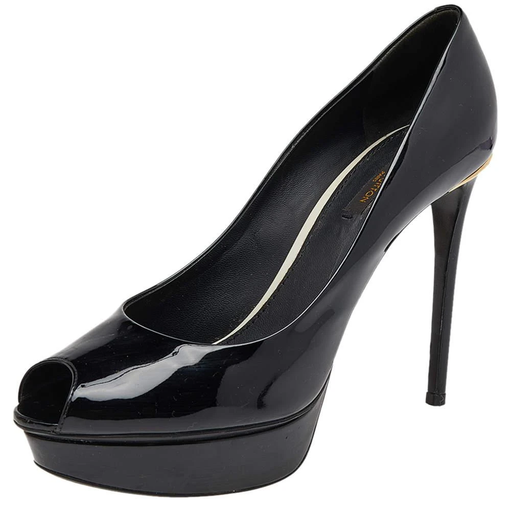 商品[二手商品] Louis Vuitton|Louis Vuitton Black Patent Leather Eyeline Peep Toe Platform Pumps Size 39,价格¥1411,第1张图片