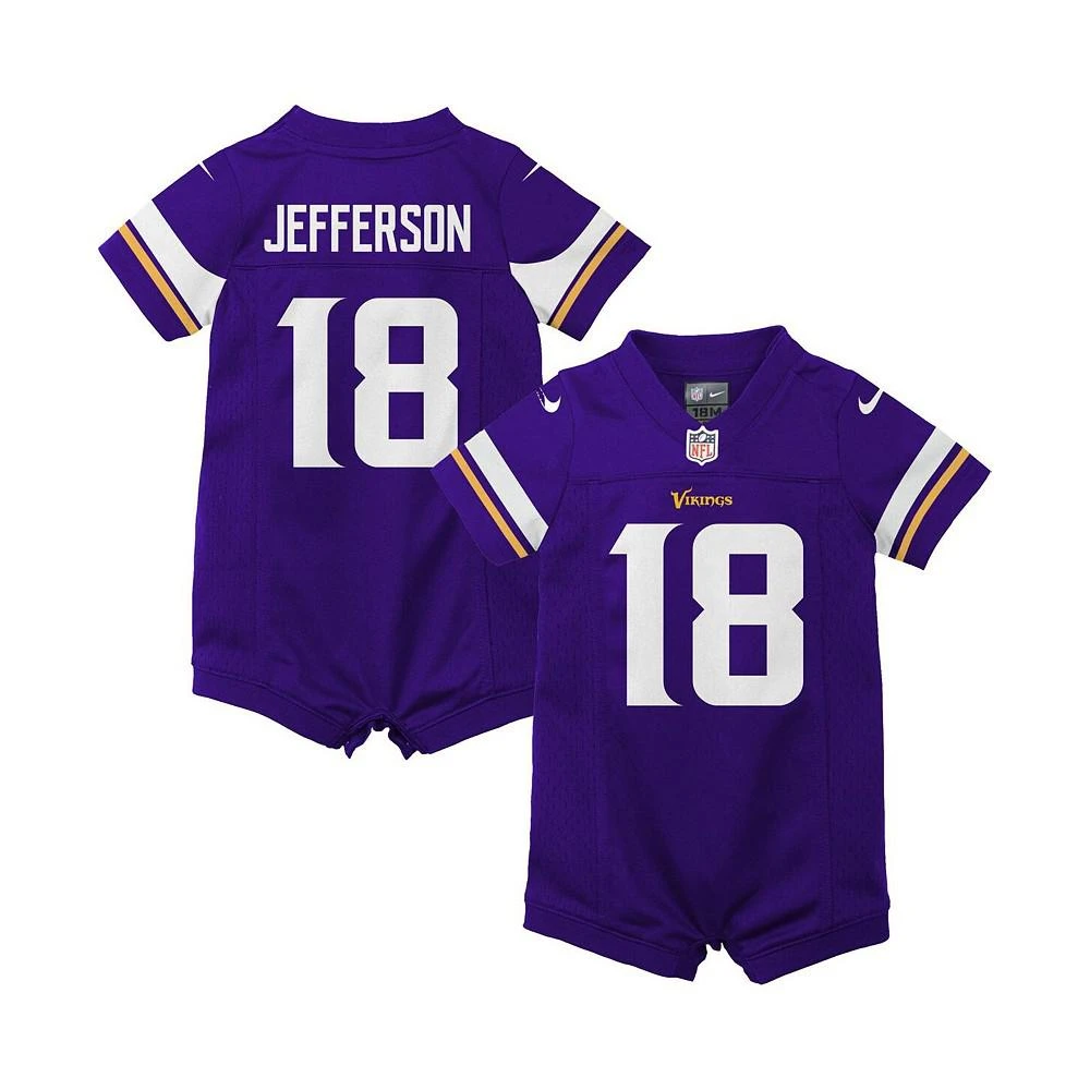 商品NIKE|Newborn and Infant Boys and Girls Justin Jefferson Purple Minnesota Vikings Game Romper Jersey,价格¥298,第1张图片