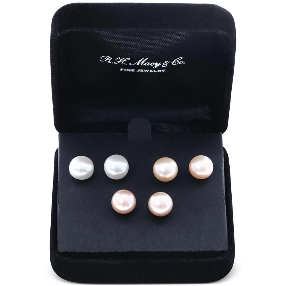 商品Effy|EFFY® 3-Pc. Set Pink, Peach, & White Cultured Freshwater Pearl (9mm) Stud Earrings in Sterling Silver,价格¥2249,第1张图片