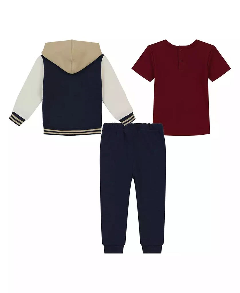 商品Tommy Hilfiger|Baby Boy Fleece Hooded Baseball Jacket, Short Sleeve Tee and Joggers 3-Piece Set,价格¥266,第2张图片详细描述