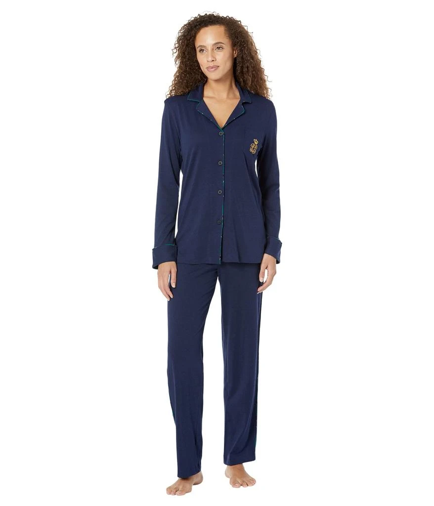 商品Ralph Lauren|Knit Long Sleeve Notch Collar Long PJ Set,价格¥536,第1张图片