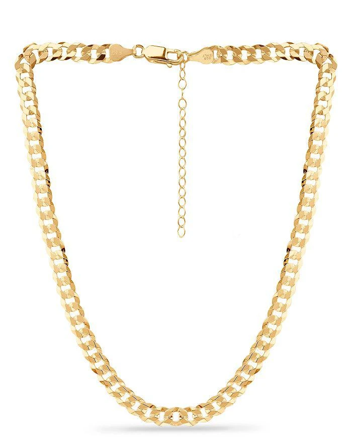 商品AQUA|Cuban Curb Link Collar Necklace in 18K Gold Plated Sterling Silver, 16"-18" - Exclusive,价格¥900,第1张图片
