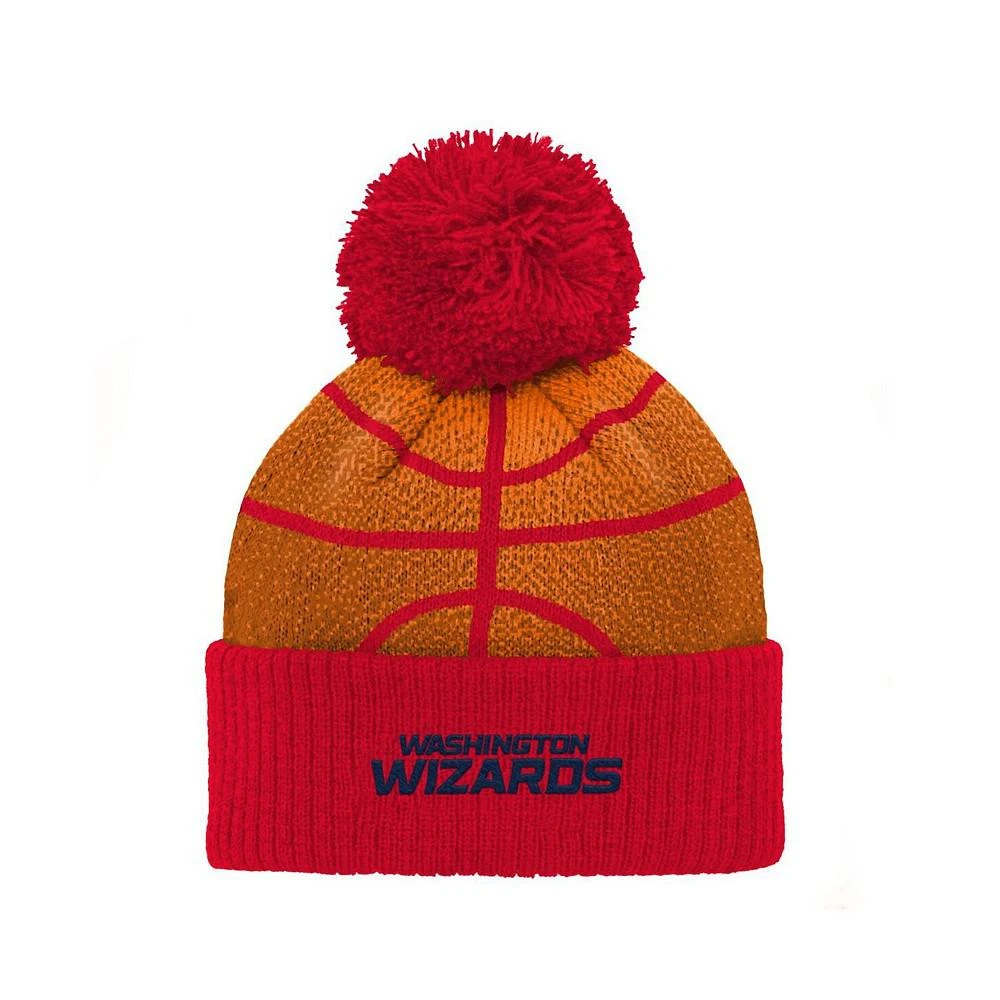 商品Outerstuff|Big Boys Red and Orange Washington Wizards Basketball Head Cuffed Pom Knit Hat,价格¥85,第2张图片详细描述