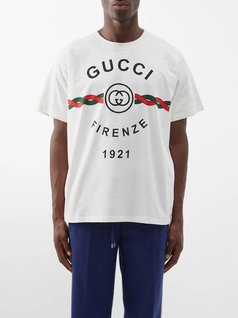 商品Gucci|Firenze logo-print cotton T-shirt,价格¥4404,第1张图片