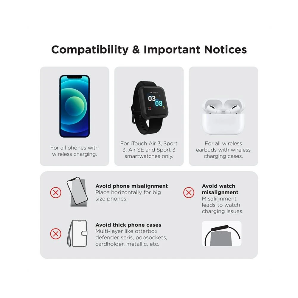 Unisex Air 3 Burgundy Silicone Strap Smartwatch with 3 in 1 Wireless Charging Station Set 商品