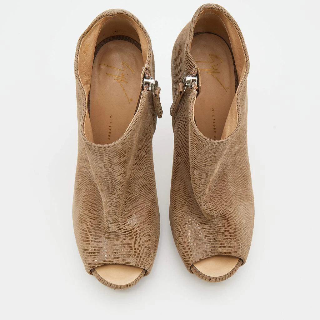 商品[二手商品] Giuseppe Zanotti|Giuseppe Zanotti Beige Suede Peep Toe Platform Ankle Length Boots Size 37.5,价格¥1007,第3张图片详细描述