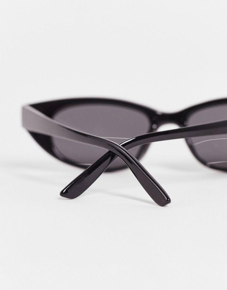 商品ASOS|ASOS DESIGN frame angled slim cat eye sunglasses in shiny black   - BLACK,价格¥47,第6张图片详细描述