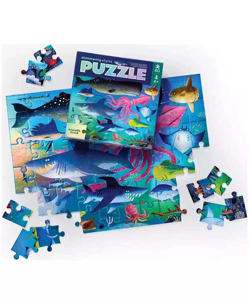 商品Crocodile Creek|Shimmering Sharks Holographic Foil Puzzle, 60 Pieces,价格¥142,第3张图片详细描述