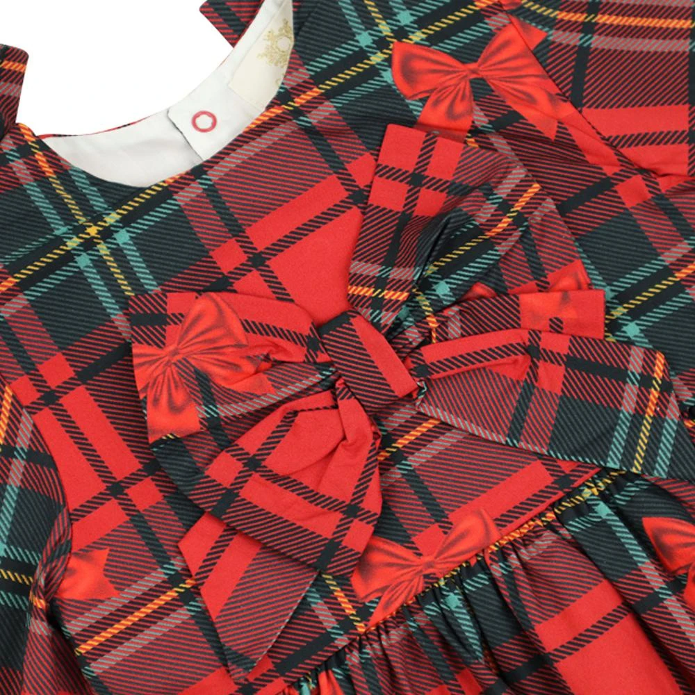 商品Caramelo Kids|Red Tartan Bow Dress & Hairclip Set,价格¥248,第2张图片详细描述