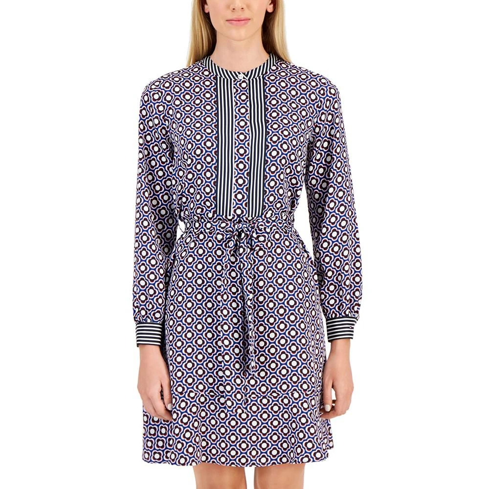 商品Tommy Hilfiger|Women's Geometric-Print Tie-Belt Dress,价格¥269,第4张图片详细描述