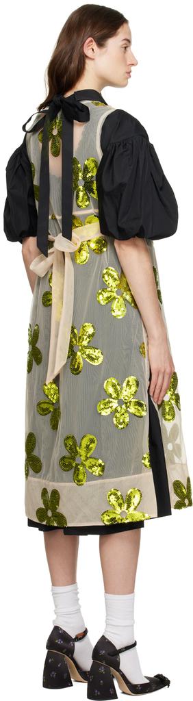 Beige & Green Floral Midi Dress商品第3张图片规格展示