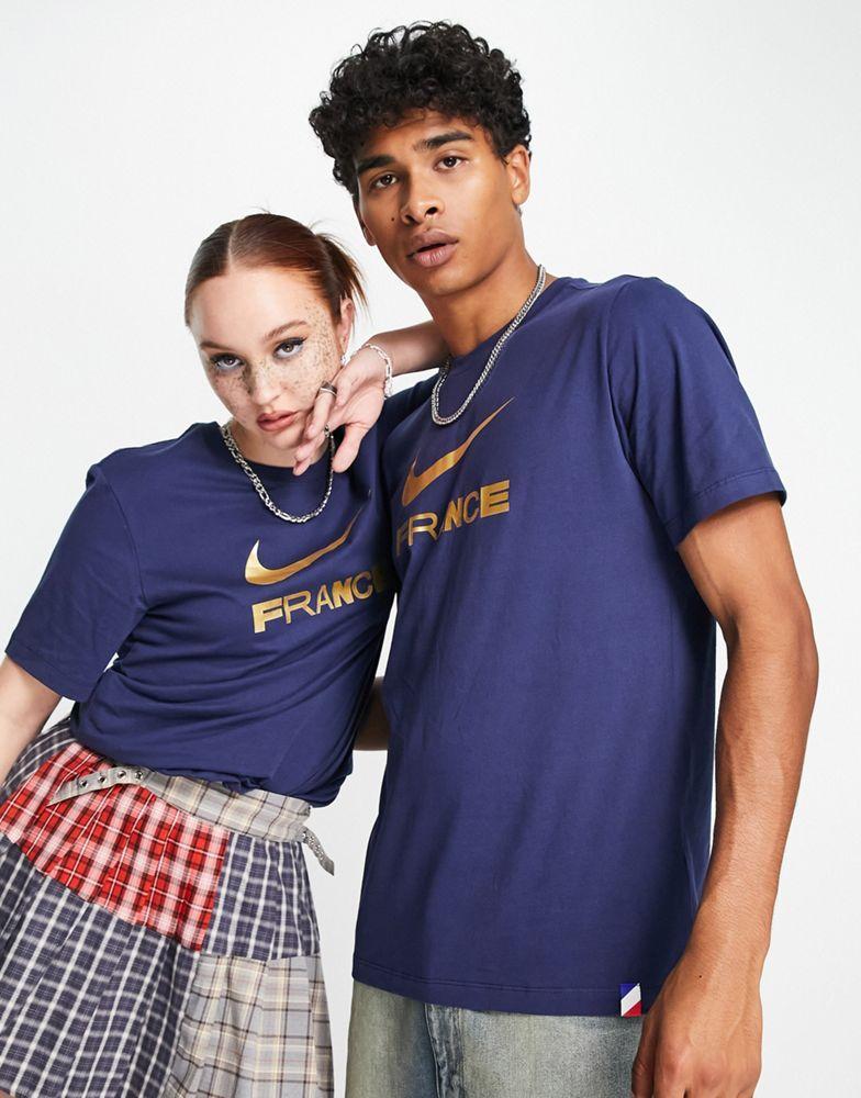 商品NIKE|Nike Football World Cup 2022 France unisex swoosh t t-shirt in blue,价格¥212,第5张图片详细描述