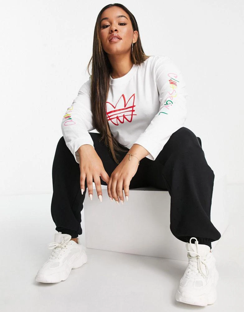 商品Adidas|adidas Originals Plus  graphic long sleeve t-shirt in white,价格¥414,第4张图片详细描述
