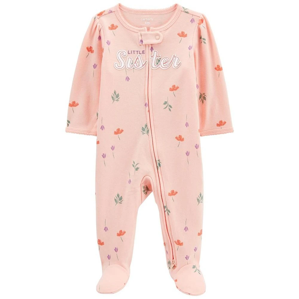 商品Carter's|Baby Girls Little Sister Zip Up Cotton Sleep and Play,价格¥80,第1张图片