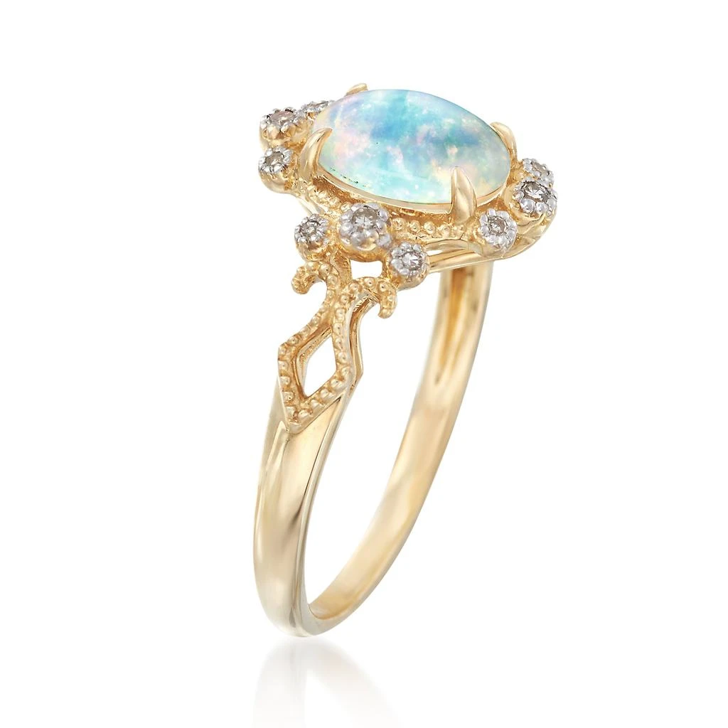 商品Ross-Simons|Ethiopian Opal and Diamond-Accented Ring in 14kt Yellow Gold,价格¥4440,第3张图片详细描述