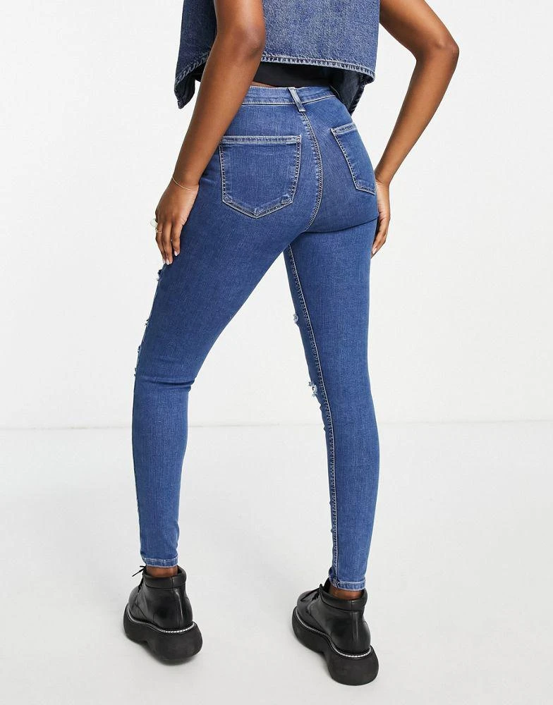 商品Topshop|Topshop Joni jean with super rip in mid blue,价格¥152,第2张图片详细描述