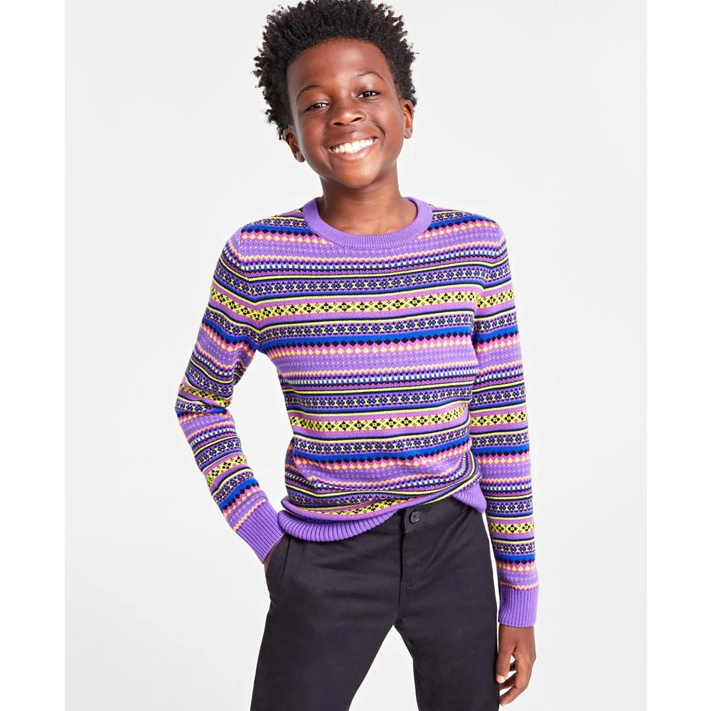 商品Charter Club|Holiday Lane Big Boys Bright Stripe Fair Isle Sweater, Created for Macy's,价格¥46,第1张图片
