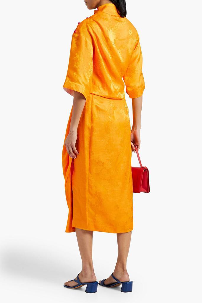 商品Rosie Assoulin|Bow-embellished draped floral-jacquard midi wrap skirt,价格¥2895,第5张图片详细描述