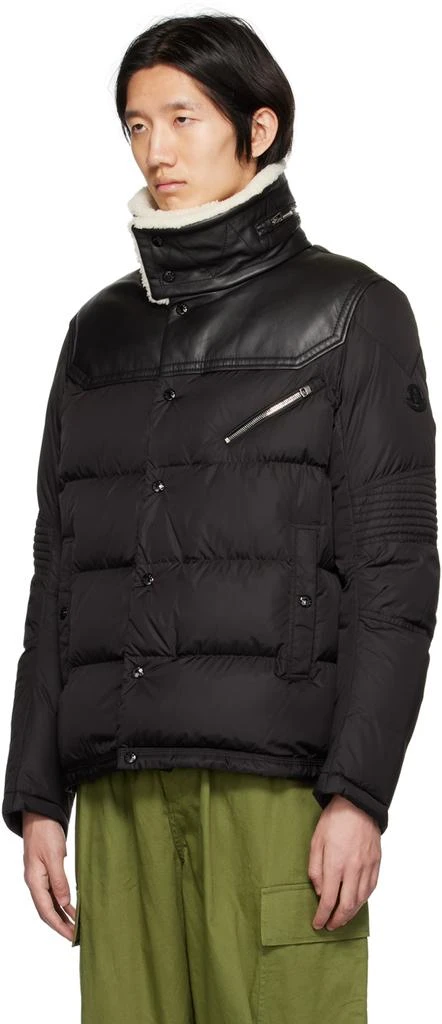 商品Moncler|Black Leo Leather Down Jacket,价格¥26427,第4张图片详细描述