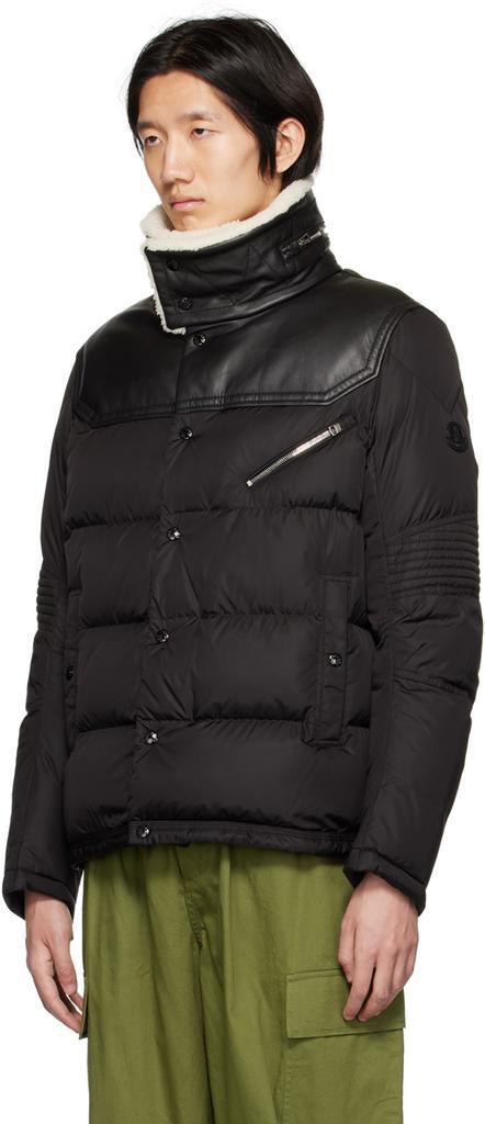 商品Moncler|Black Leo Leather Down Jacket,价格¥22727,第6张图片详细描述