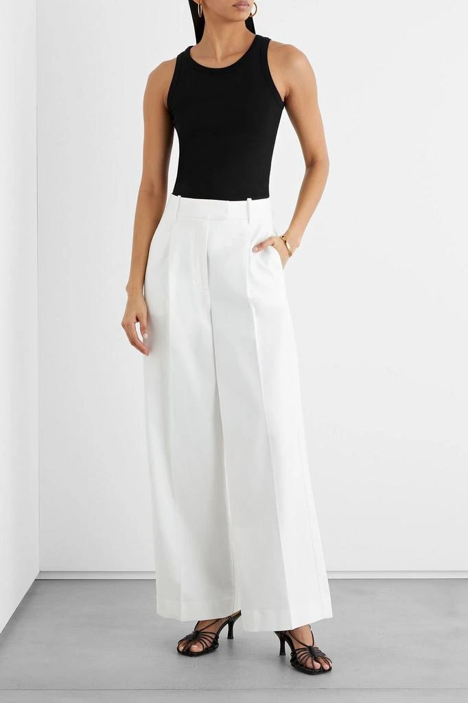 商品IRIS & INK|Manon pleated organic cotton-blend crepe wide-leg pants,价格¥484,第2张图片详细描述