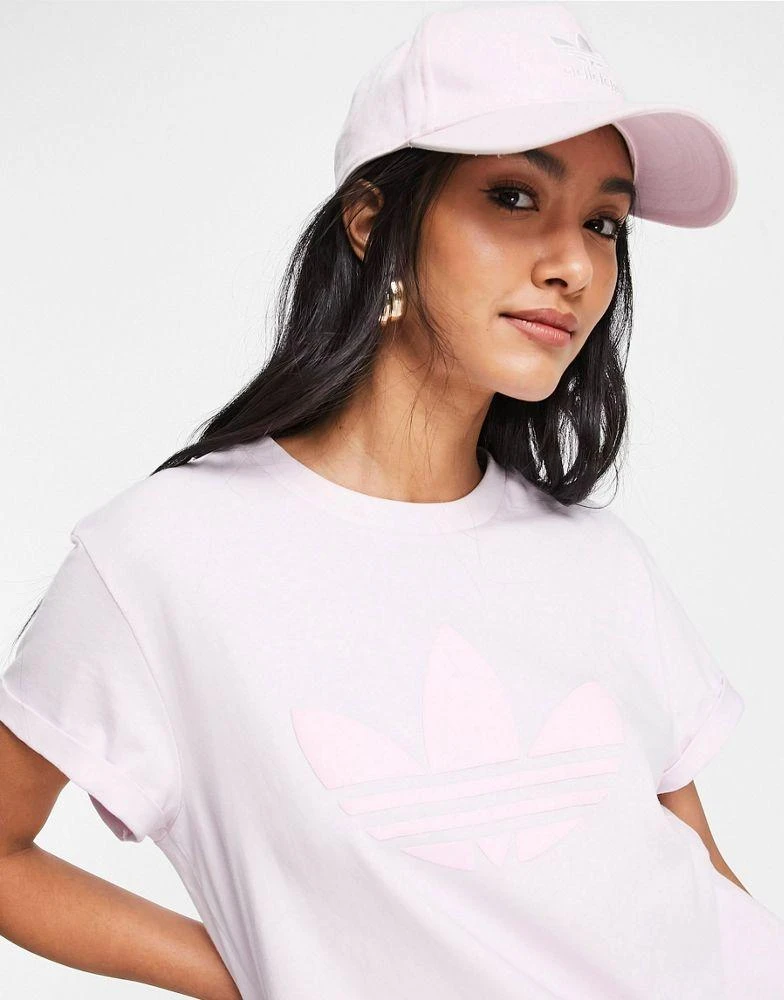 商品Adidas|adidas Originals '80's Aerobic' roll sleeve t-shirt with trefoil in pink,价格¥200,第3张图片详细描述