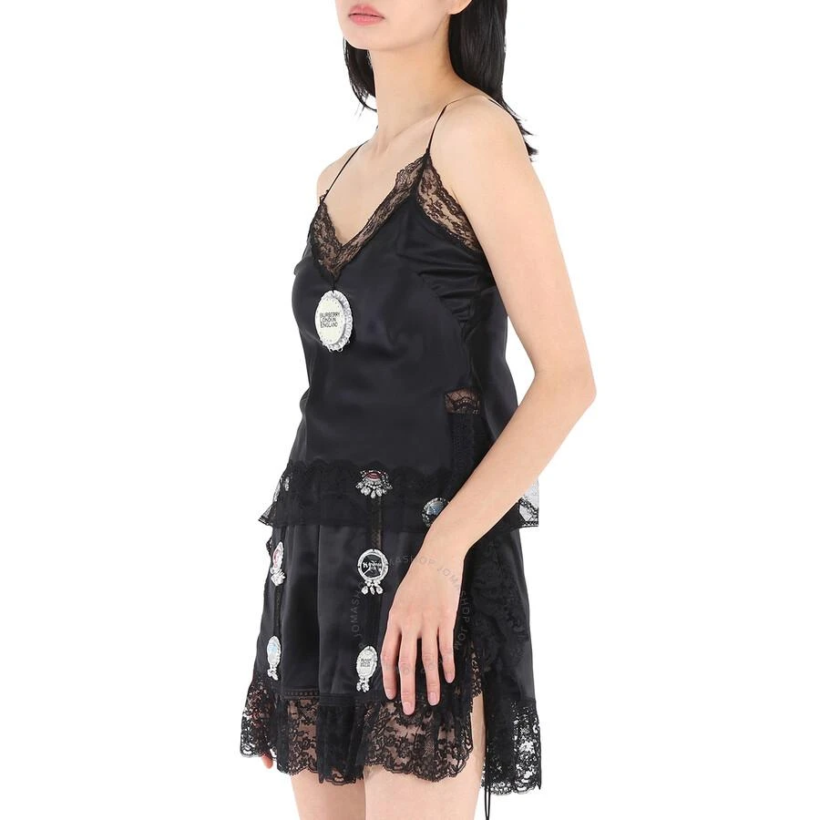 商品Burberry|Burberry Black Satin And Lace Camisole With Bottle Cap Detail, Brand Size 8 (US Size 6),价格¥1335,第2张图片详细描述
