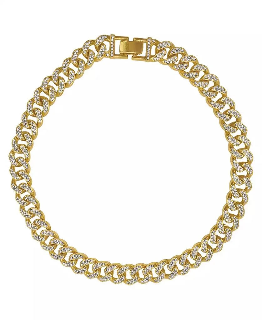 商品ADORNIA|Women's Gold-Tone Plated Crystal Thick Cuban Curb Chain Necklace,价格¥368,第1张图片