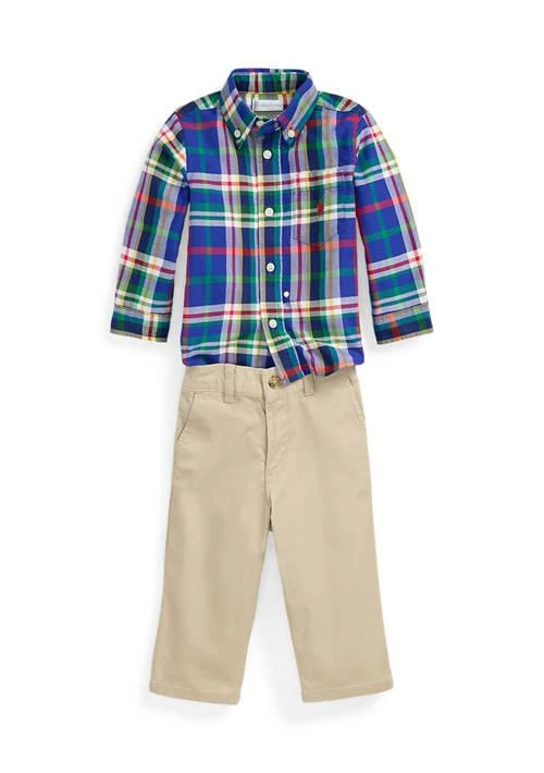 商品Ralph Lauren|Lauren Childrenswear Baby Boys Plaid Oxford Shirt Chino Pants Set,价格¥563,第1张图片