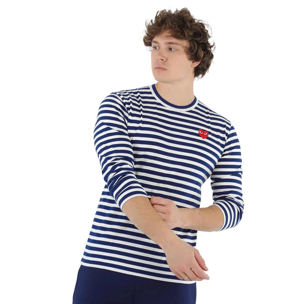 商品Comme des Garcons|Play Navy / White Long Sleeve Heart Logo Stripe Tee,价格¥668,第1张图片