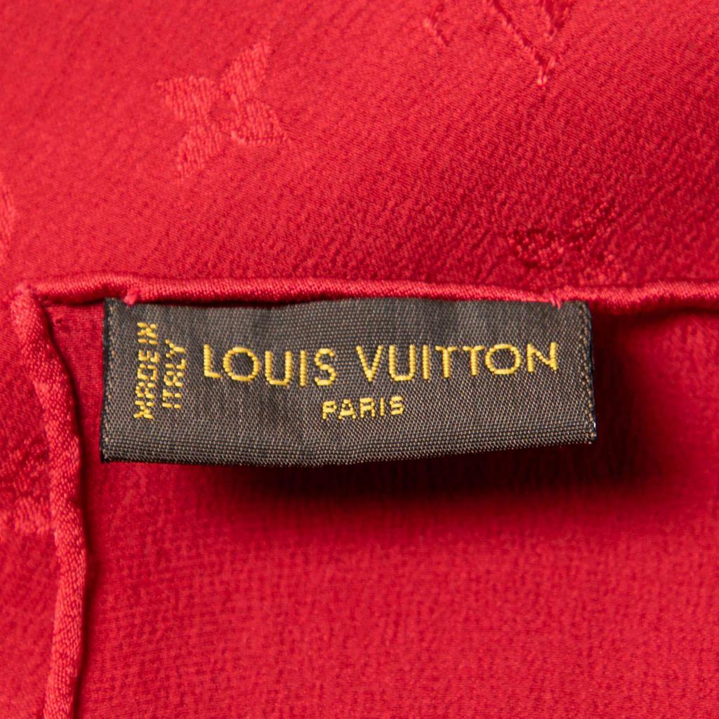 Louis Vuitton Dark Red Monogram Jacquard Silk Scarf商品第3张图片规格展示