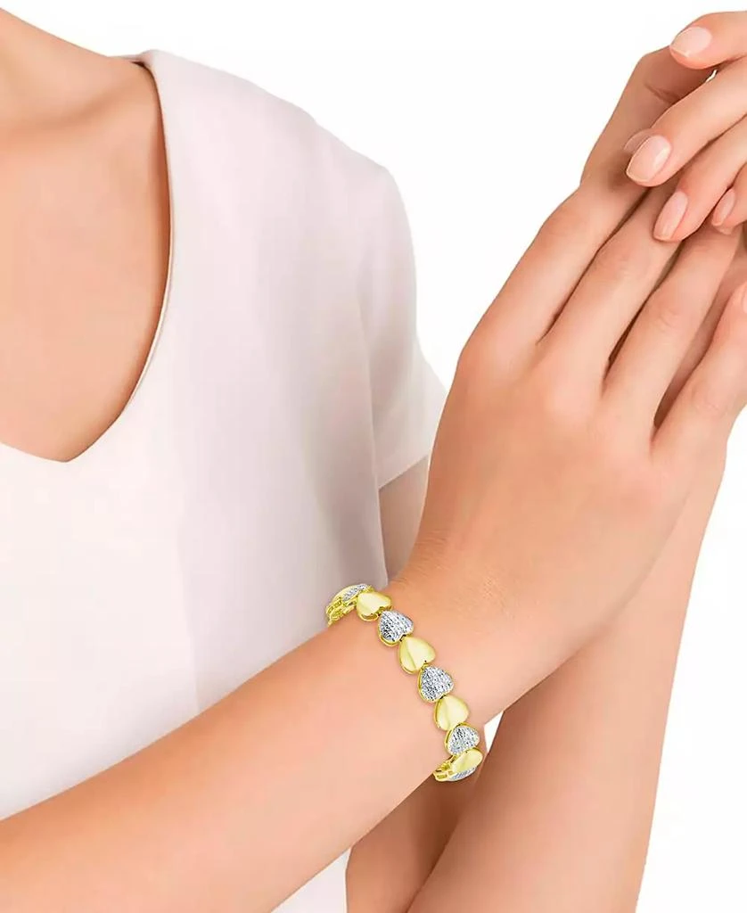商品Macy's|Diamond Accent Heart Link Bracelet in Silver Plate, Gold Plate or Rose Gold Plate,价格¥263,第2张图片详细描述