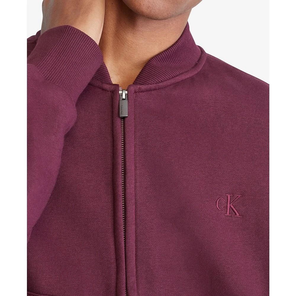 商品Calvin Klein|Men's Relaxed Fit Archive Logo Fleece Bomber Jacket,价格¥238,第3张图片详细描述