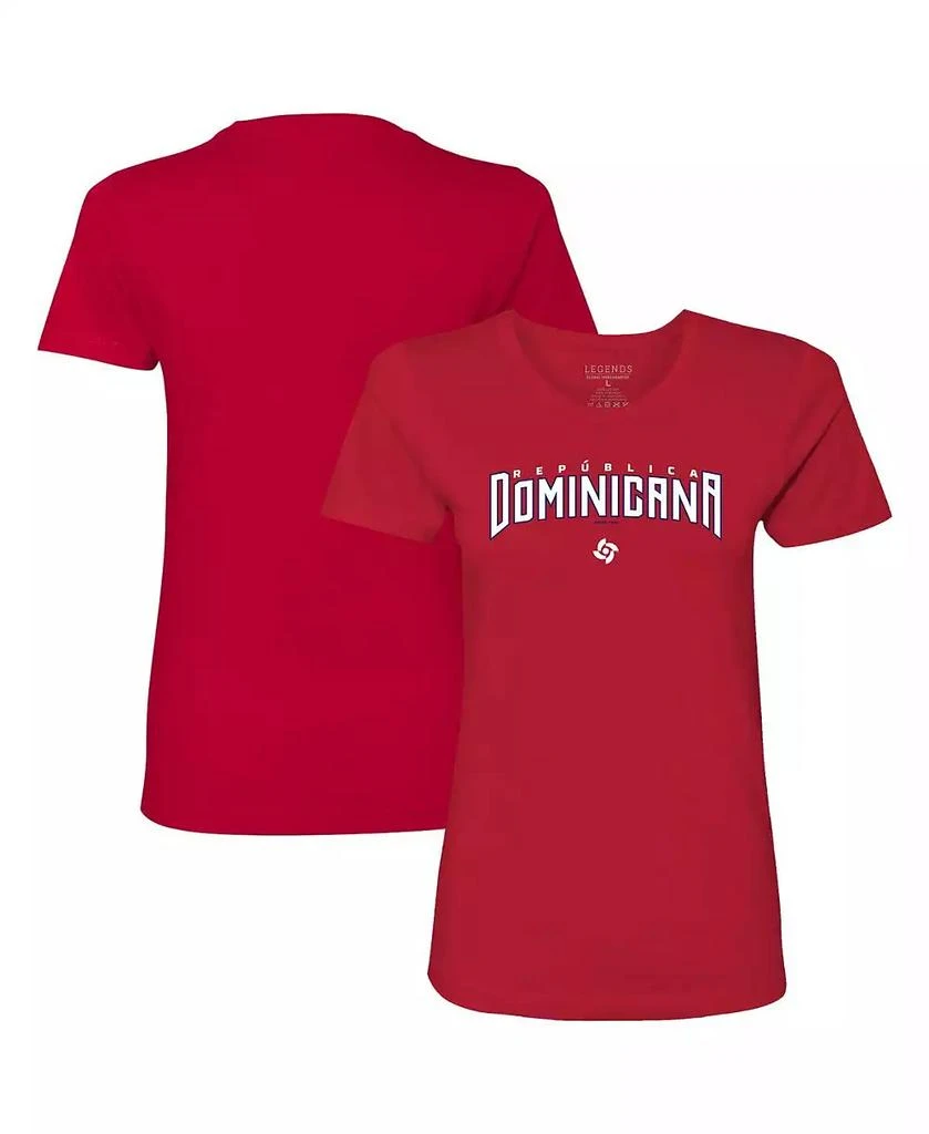 商品Legends|Women's Red Dominican Republic Baseball 2023 World Baseball Classic Country T-shirt,价格¥210,第1张图片