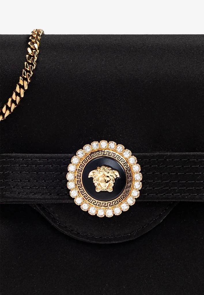 商品Versace|Crystal Gianni Ribbon Satin Clutch Bag,价格¥7746,第5张图片详细描述